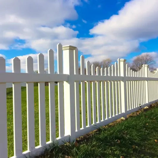 Longjie No-Dig Permanent 4 ft. x 6 ft. Nantucket Vinyl Picket Fence Panel with Post and Anchor Kit